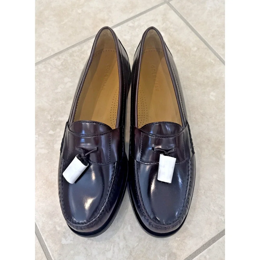 NEW Cole Haan Pinch Tassel Loafers Mens Size 12D Burgundy Leather Slip On 03507